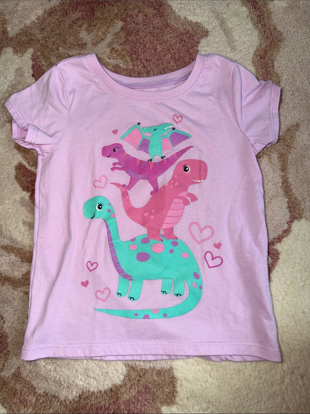 The Children's Place Pink Short Sleeve Tee with Dino Stack